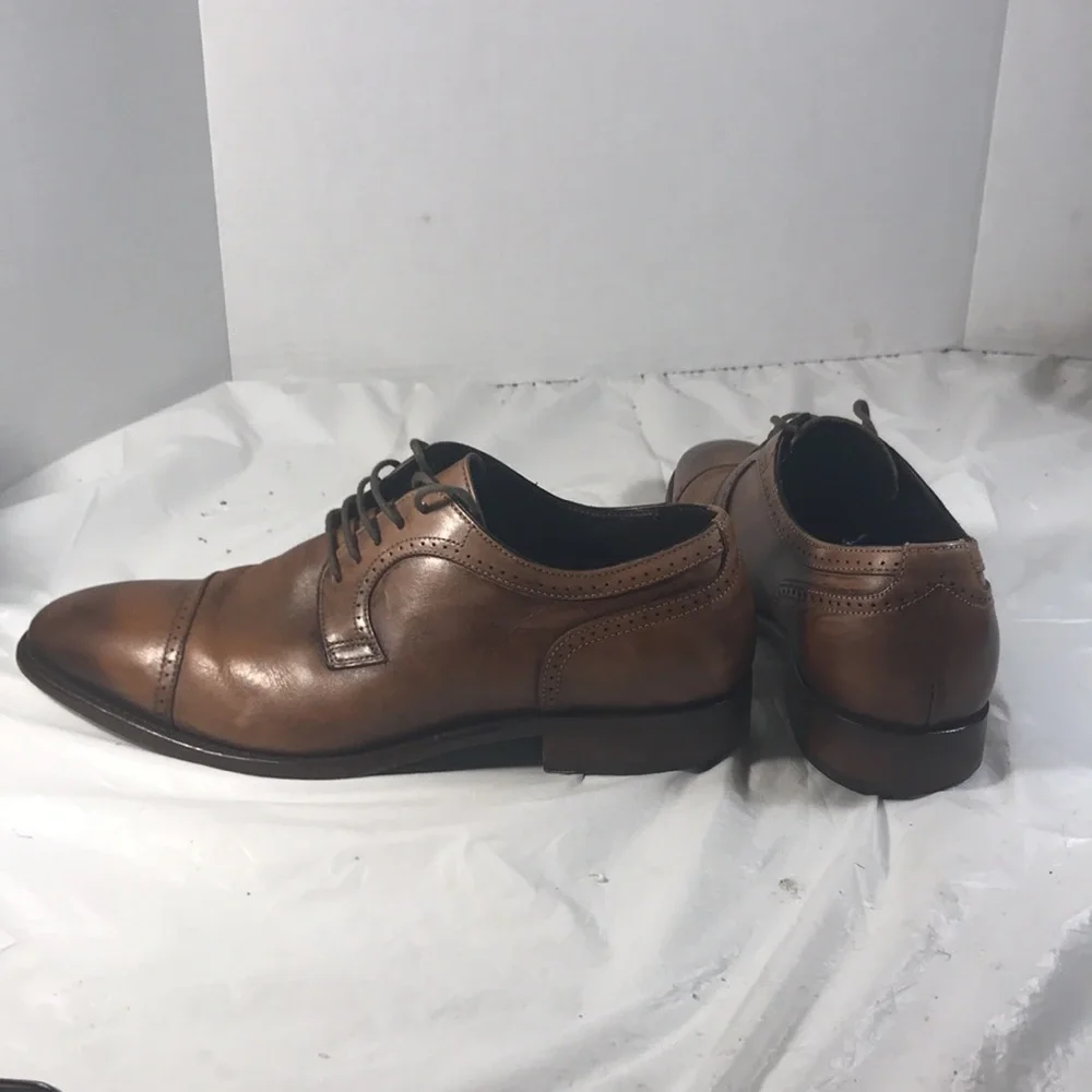 Johnston & Murphy Cormac Italian Brown Leather Men's Lace Up Cap Toe Oxford Shoe